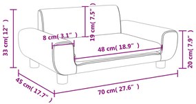 Sofá infantil 70x45x33 cm veludo cinzento-escuro