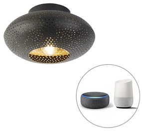 LED Candeeiro de teto inteligente preto com dourado 25 cm incl. Wifi P45 - Radiance Oriental