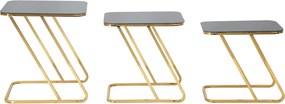 CONJUNTO DE 3 MESAS SIMPLES 44X50,5X55,5-39X49X51-34X47X45 CM DOURADO E PRETO