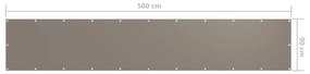 Tela de varanda 90x500 cm tecido Oxford cinzento-acastanhado
