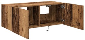 Armário de TV vidaXL com luzes LED Madeira velha 80x35x31 cm