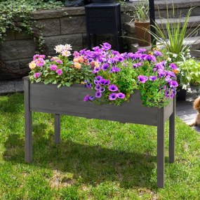 Floreira elevado para flores, plantas e cultivo para jardim, exterior ou varanda 125 x 59 x 76 cm cinza