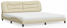 Cama com colchão 200x200 cm tecido cor creme