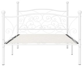 Estrutura de cama com estrado de ripas 90x200 cm metal branco