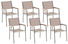 Conjunto de 6 cadeiras de jardim em metal e tela creme GROSSETO Beliani