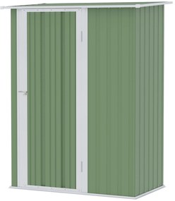 Abrigo de Jardim 1,07㎡ 142x84x189 cm Abrigo de Armazenamento Abrigo de Ferramentas com Teto Inclinado e Porta Verde Claro