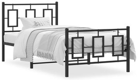 Estrutura de cama com cabeceira e pés 90x190 cm metal preto