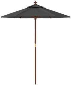 Guarda-sol de jardim com poste de madeira 196x231 cm antracite