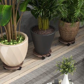 Conjunto de 4 suportes redondos de Ø30 cm para plantas - suporte para plantas com rodas, para interior e exterior
