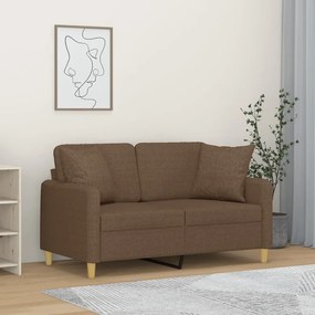 Sofá 2 lugares + almofadas decorativas 120 cm tecido castanho
