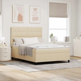 vidaXL Cama Box Spring com Colchão Creme 140x190 cm Tecido
