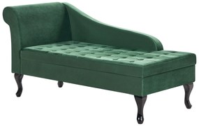 Chaise-longue à esquerda com arrumação em veludo verde escuro PESSAC Beliani