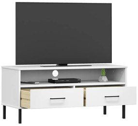 Móvel de TV c/ pernas de metal pinho maciço OSLO branco