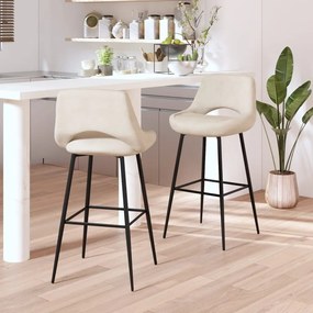 vidaXL Bancos de bar 2 pcs veludo creme