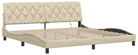 Estrutura de cama com LED sem colchão 200x200 cm tecido creme