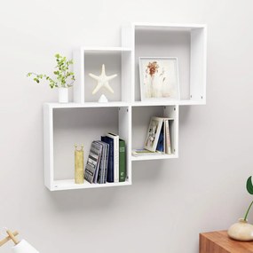 Estante de parede cúbica 80x15x78,5 cm deriv. de madeira branco