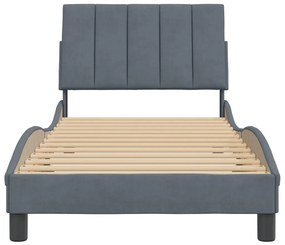 Estrutura de cama c/ cabeceira 90x190 cm veludo cinzento-escuro