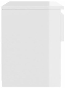 Mesas de cabeceira 2 pcs 40x30x39 cm contrapl. branco brilhante