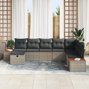 Conjunto de Sofás para Jardim de 8 Peças com Almofadas Cinza Vime Poli