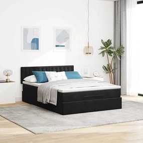Estrutura de cama otomana com colchão 140x200 cm veludo preto