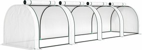 Outsunny Estufa, estufa de filme resistente ao inverno com porta enrolável com zíper 395 x 100 x 80 cm Branco | Aosom Portugal