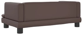 Sofá infantil 80x45x30 cm couro artificial castanho