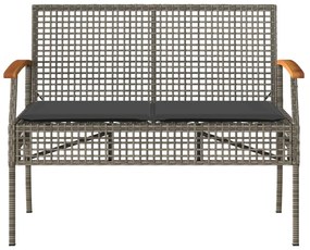 4 pcs conjunto lounge de jardim c/ almofadões vime PE cinzento