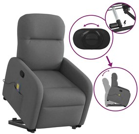 Poltrona elevatória de massagens tecido cinzento-escuro