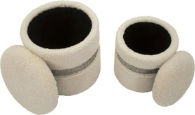 PUFE COM ARMAZENAMENTO 2 PEÇAS SAINT-MORITZ Ø 40X47-32X38 CM CREME