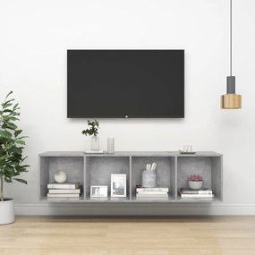 vidaXL Armário de parede para TV derivados de madeira cinzento cimento