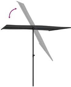 Guarda-sol de jardim com poste de alumínio 2x1,5 m preto