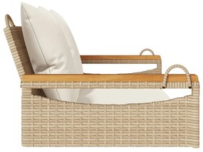 Banco baloiço com almofadões 109x62x40 cm vime PE bege