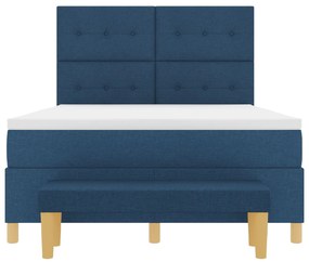 Cama Box Spring vidaXL com Colchão e Banco Azul 140x190 cm Tecido