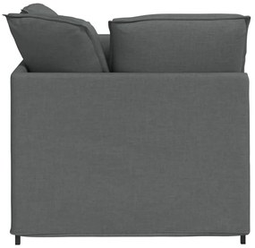 Sofá modular com pufes e almofadas tecido cinzento-escuro