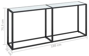 Mesa consola mármore branco 180x35x75,5 cm vidro temperado