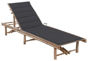 vidaXL Espreguiçadeira de jardim com almofadão bambu