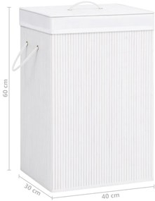 Cesto para roupa suja c/ secção única bambu branco
