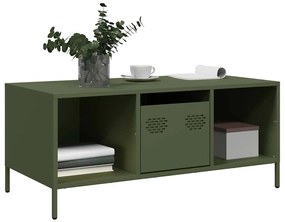 Mesa centro 101,5x50x43,5 cm aço laminado a frio verde-azeitona