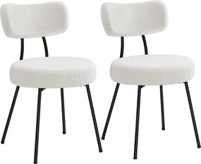 Conjunto de 2 cadeiras de sala de jantar com superfície em velo branco creme