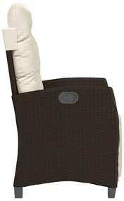 Cadeiras jardim reclináveis 2 pcs c/ apoio de pés vime castanho