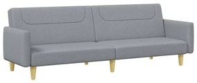 Sofá-cama de 2 lugares c/ apoio de pés tecido cinzento-claro