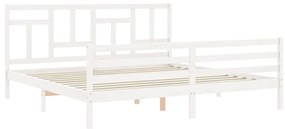 Estrutura de cama com cabeceira 200x200cm madeira maciça branco