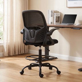 Cadeira de Secretária Ergonómica, 65 x 59 x 124 cm, Altura Regulável, Preta