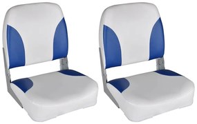 Assentos barco 2 pcs encosto dobrável azul/branco 41x36x48 cm