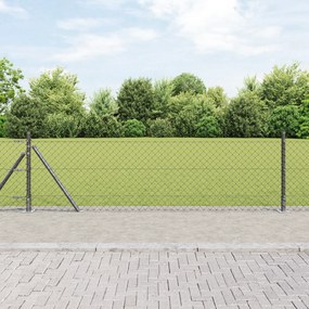 Cerca de Cadeia com 7 Postes Flangeados 0.4x10 m Aço Galvanizado