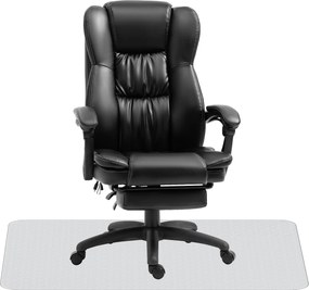 Vinsetto Conjunto para Escritório Inclui 1 Cadeira com 6 Pontos de Massagem 68,5x68,5x113-121 cm e 1 Tapete Protetor Preto e Transparente | Aosom Portugal
