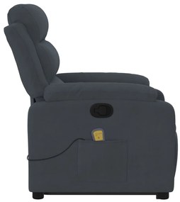 Poltrona elevatória de massagens veludo cinza-escuro