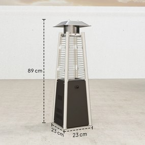 Aquecedor a Gás Butano 3 KW Aquecedor de Exterior com Temperatura Ajustável Ignição por Pressão 23x23x89 cm Prata e Bronze