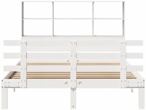 Cama com estante sem colchão 160x200 cm pinho maciço branco
