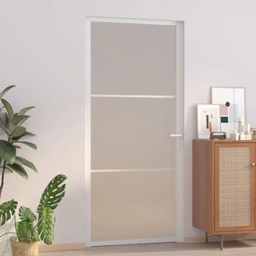Porta de interior 93x201,5 cm vidro fosco e alumÃnio branco